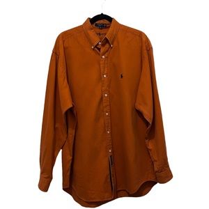 Ralph Lauren The Blaire Button Down Long Sleeve Shirt Burnt Orange Mens Size L